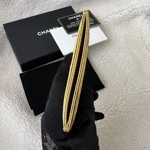 Auth Chanel Gold Croc Embossed Card Holder - Unused Rare - Picture 3 of 8